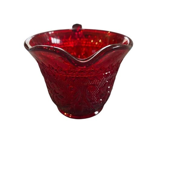Tiara Indiana Glass Ruby Sandwich Creamer Bowl - Picture 6 of 8